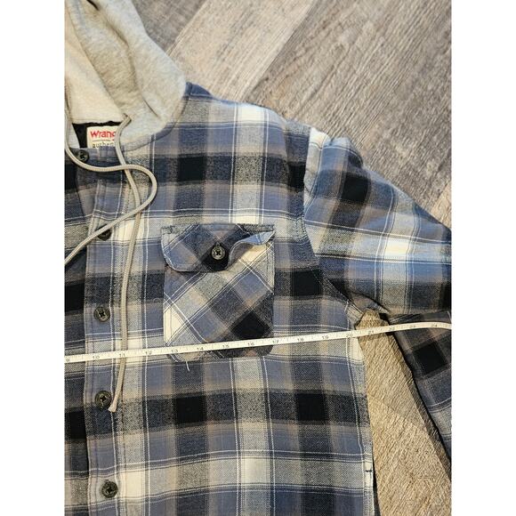 Wrangler Authentics Jacket Shirt Mens Plaid Button Hooded Quilted Lined medium - Picture 3 of 6